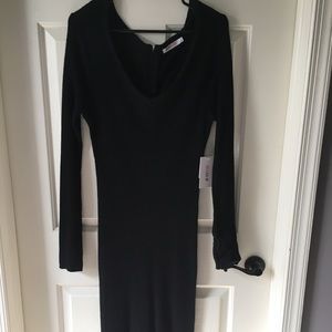 Sexy Ribbed Knit Midi Dress with Zipper